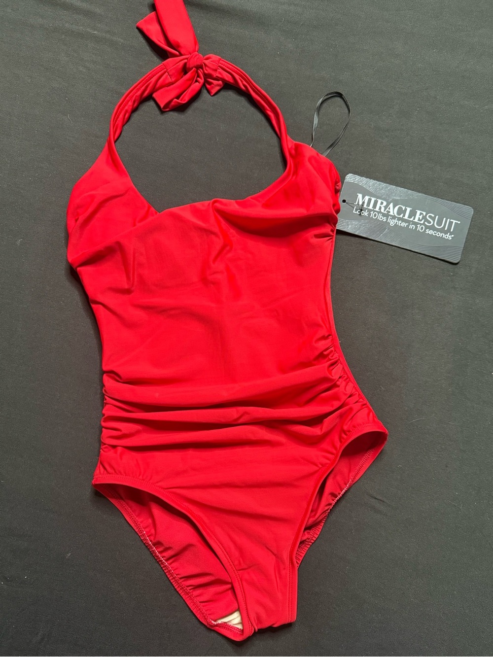 Miraclesuit Cayenne Red Halter One-Piece Swimsuit size 8 NWT